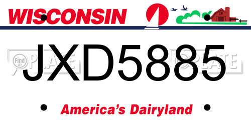 JXD5885 Wisconsin License Plate