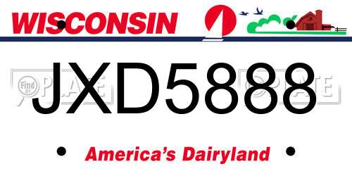 JXD5888 Wisconsin License Plate