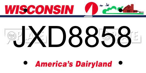 JXD8858 Wisconsin License Plate