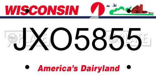 JXO5855 Wisconsin License Plate