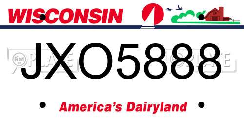 JXO5888 Wisconsin License Plate