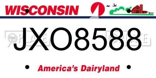 JXO8588 Wisconsin License Plate