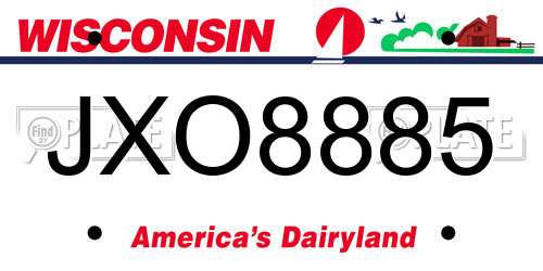 JXO8885 Wisconsin License Plate