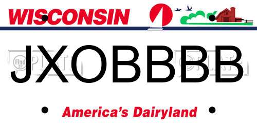 JXOBBBB Wisconsin License Plate