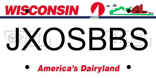 JXOSBBS Wisconsin License Plate
