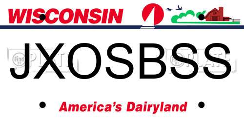 JXOSBSS Wisconsin License Plate