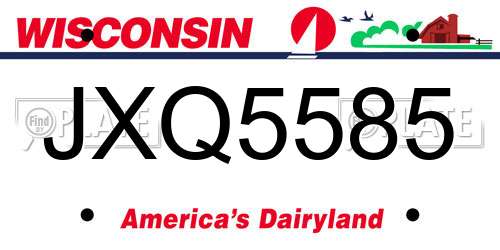 JXQ5585 Wisconsin License Plate