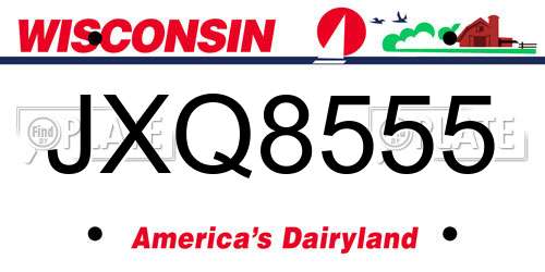 JXQ8555 Wisconsin License Plate