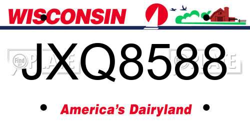 JXQ8588 Wisconsin License Plate