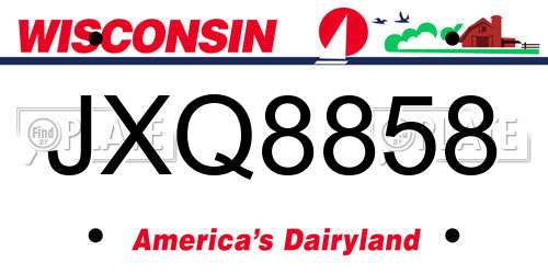 JXQ8858 Wisconsin License Plate