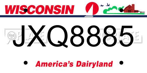 JXQ8885 Wisconsin License Plate