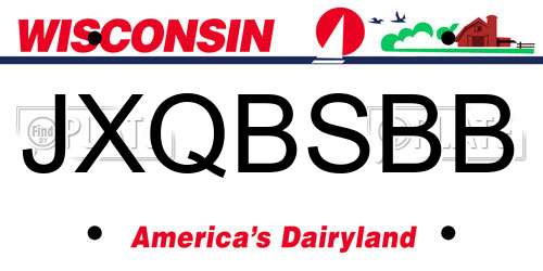 JXQBSBB Wisconsin License Plate