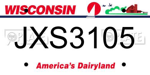 JXS3105 Wisconsin License Plate