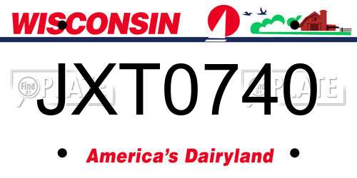 JXT0740 Wisconsin License Plate