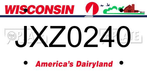 JXZ0240 Wisconsin License Plate