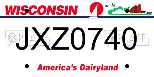 JXZ0740 Wisconsin License Plate