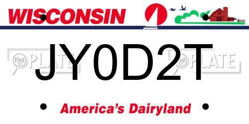 JY0D2T Wisconsin License Plate