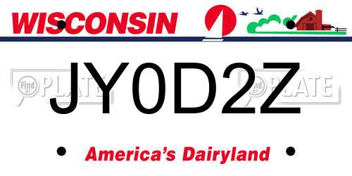 JY0D2Z Wisconsin License Plate