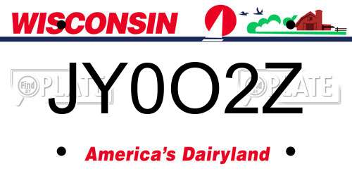 JY0O2Z Wisconsin License Plate