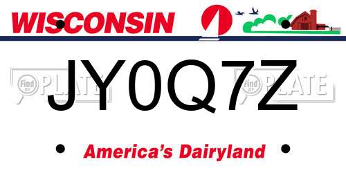 JY0Q7Z Wisconsin License Plate