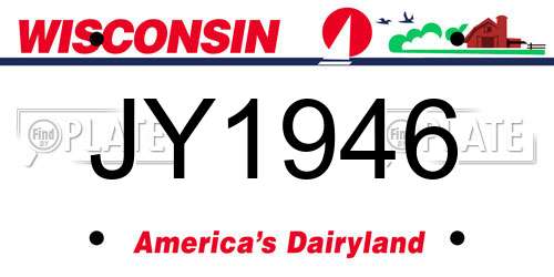 JY1946 Wisconsin License Plate
