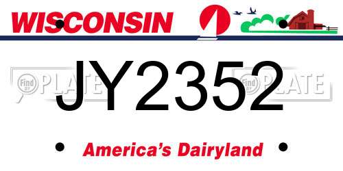JY2352 Wisconsin License Plate