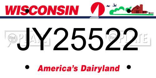 JY25522 Wisconsin License Plate