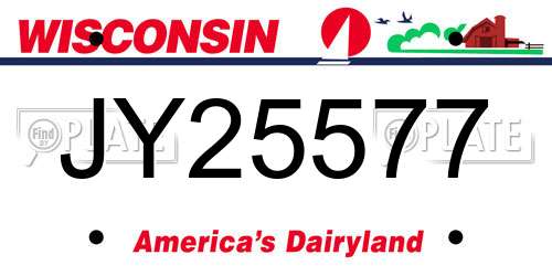JY25577 Wisconsin License Plate