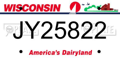 JY25822 Wisconsin License Plate