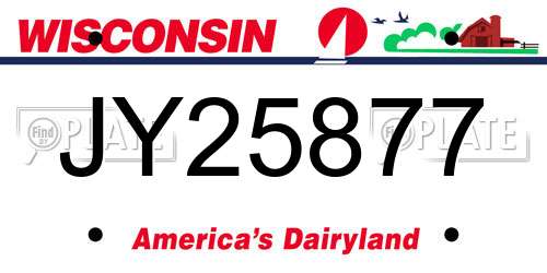JY25877 Wisconsin License Plate