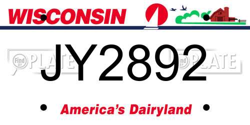 JY2892 Wisconsin License Plate