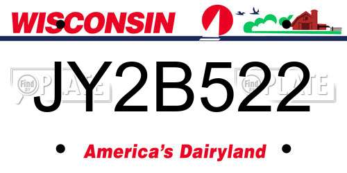 JY2B522 Wisconsin License Plate