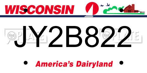 JY2B822 Wisconsin License Plate
