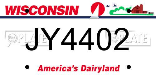 JY4402 Wisconsin License Plate