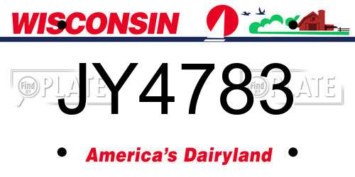 JY4783 Wisconsin License Plate