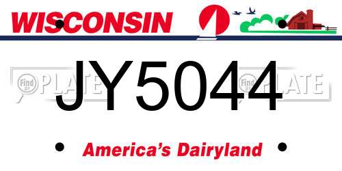 JY5044 Wisconsin License Plate