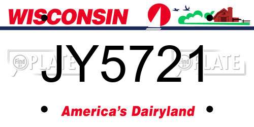 JY5721 Wisconsin License Plate