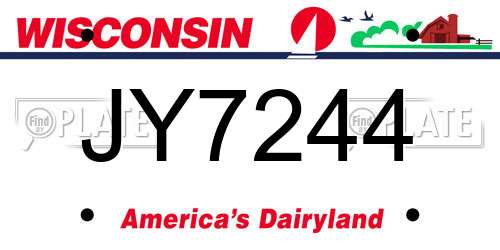 JY7244 Wisconsin License Plate