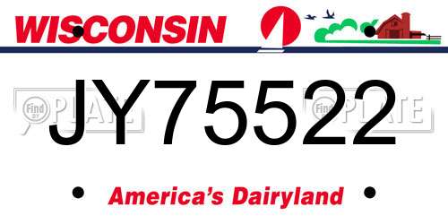 JY75522 Wisconsin License Plate