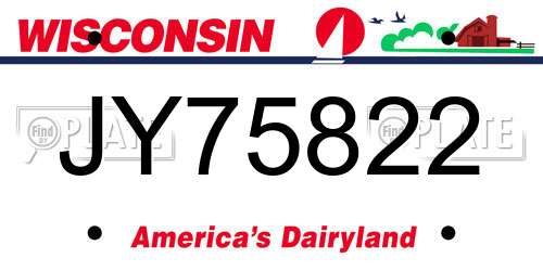 JY75822 Wisconsin License Plate