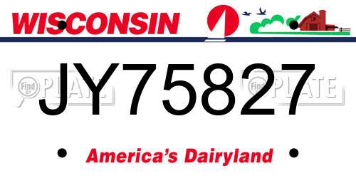 JY75827 Wisconsin License Plate