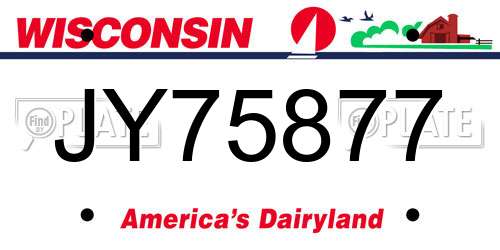 JY75877 Wisconsin License Plate