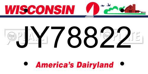 JY78822 Wisconsin License Plate