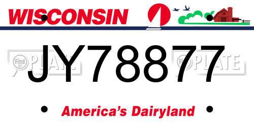 JY78877 Wisconsin License Plate