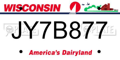 JY7B877 Wisconsin License Plate