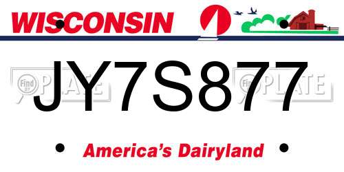 JY7S877 Wisconsin License Plate