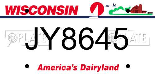 JY8645 Wisconsin License Plate