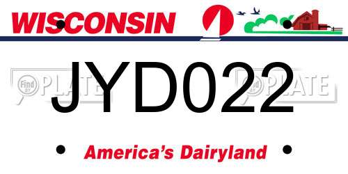 JYD022 Wisconsin License Plate