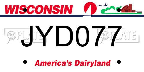 JYD077 Wisconsin License Plate