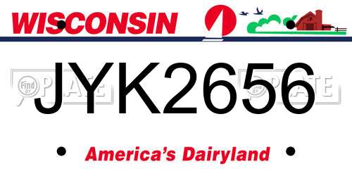 JYK2656 Wisconsin License Plate